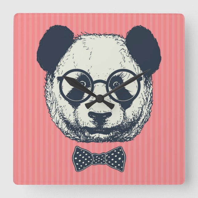 Panda-Streifen Quadratische Wanduhr (Vorderseite)