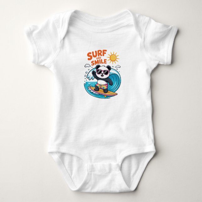 PANDA SURF Kind Sommer Baby Strampler (Vorderseite)