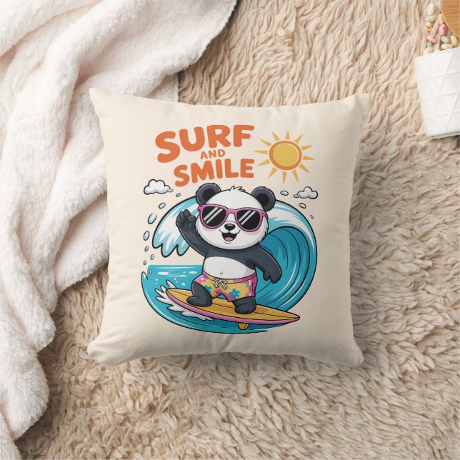 PANDA SURF Kind Sommer Kissen (Decke)