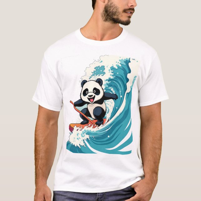 Panda surfen ein Wave T - Shirt - Fun surfen Panda (Vorderseite)