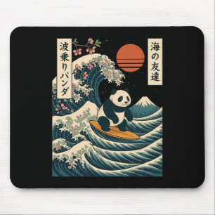 Panda surft auf japanischer Welle Great Wave _3 Mousepad