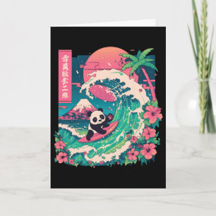Panda surft auf japanischer Welle Great Wave _6 Karte