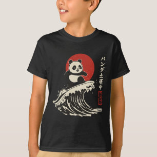Panda Surft auf Japanischer Welle Große Welle T-Shirt