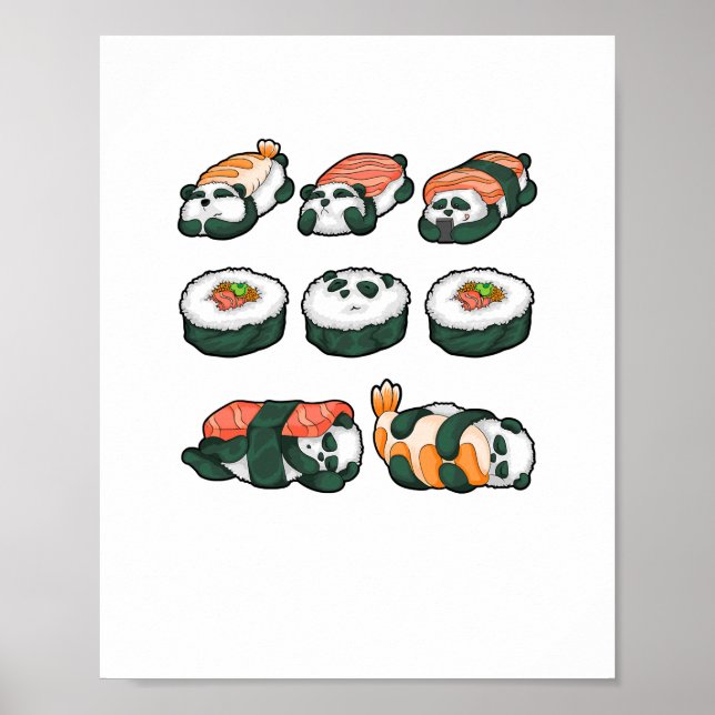 Panda Sushi Niedlich Maki Lover Funny Food Geschen Poster (Vorne)
