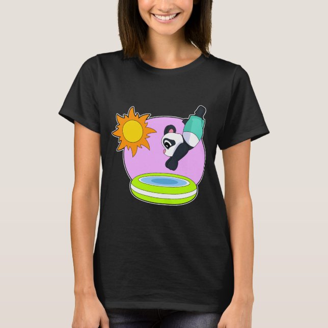 Panda Swimming Swimming pool Summer T-Shirt (Vorderseite)