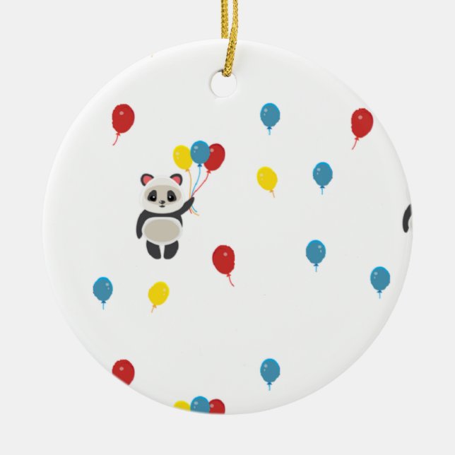 Panda-Tag Ballon-Feiern Keramik Ornament (Vorne)