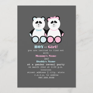 Panda Teddy Bears Gender Reveal Party Einladung
