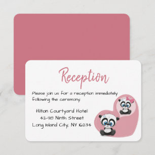 Panda Teddybär Rosa Herz Hochzeitsempfang Einladung
