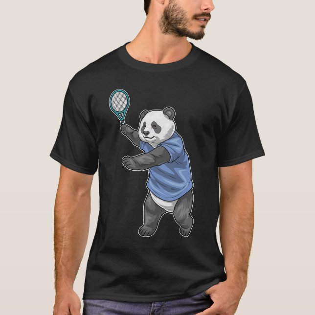 Panda Tennis-Schläger T-Shirt (Vorderseite)