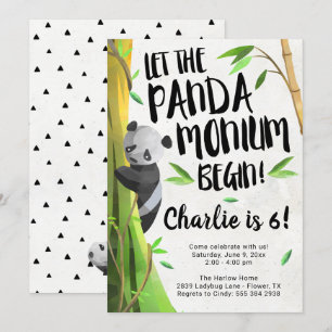 Panda Themed Birthday Party Einladung