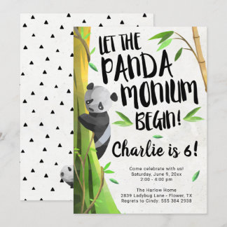 Panda Themed Birthday Party Einladung
