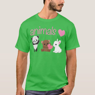 Panda-Tiere Tier Bär Kaninchen Herz Freund T-Shirt