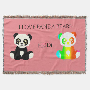 Panda tragen personalisierten Namen werfen Decke. Decke