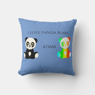 Panda tragen personalisierten Namen werfen Kissen. Kissen