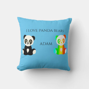Panda tragen personalisierten Namen werfen Kissen. Kissen