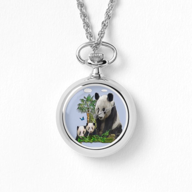 Panda trägt Frauenuhren Armbanduhr (Vorderseite)