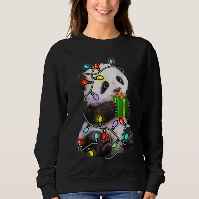 Panda Tree Weihnachtsbeleuchtung Weihnachten Weihn Sweatshirt (Vorderseite)