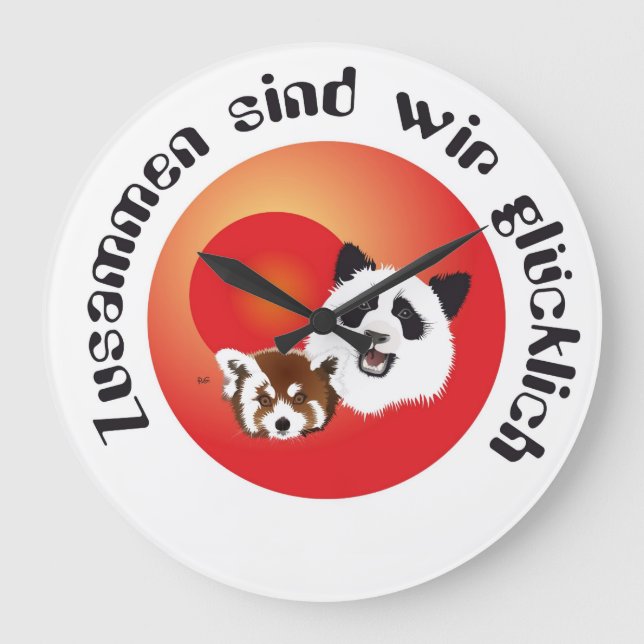 Panda Treffen Große Wanduhr (Vorderseite)