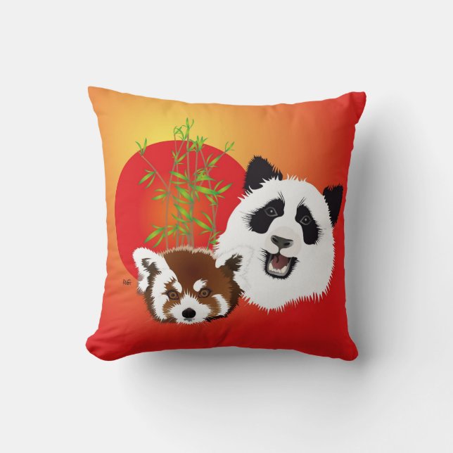 Panda Treffen Kissen (Vorderseite)