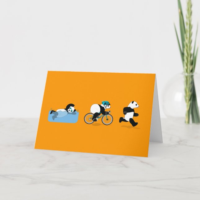 Panda Triathlon Greetings Card Karte (Vorderseite)