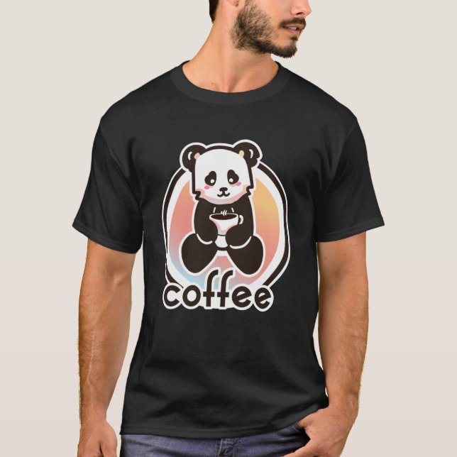 Panda trinkt Kaffee T-Shirt (Vorderseite)