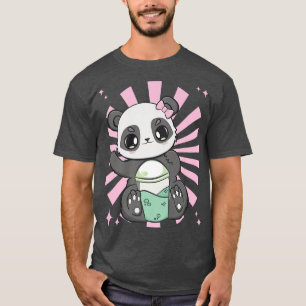 Panda trinkt schwarzen Milchtee und Niedlichen Bär T-Shirt