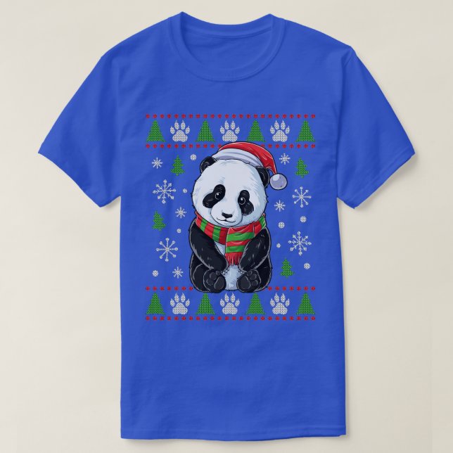 Panda Ugly Christmas Sweater Weihnachtsmannmütze B T-Shirt (Design vorne)