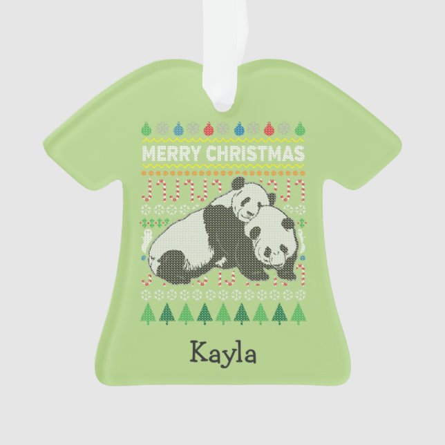 Panda Ugly Christmas Sweater Wildlife Series Ornament (Vorderseite)