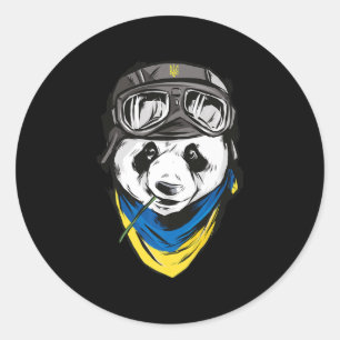 Panda ukrainische Flagge ukrainisches Andenken Runder Aufkleber