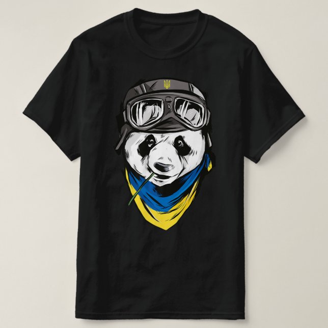 Panda ukrainische Flagge ukrainisches Andenken T-Shirt (Design vorne)