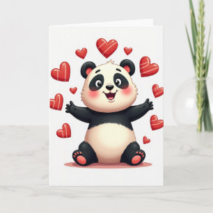 Panda Umarmungen und Herzen Karte