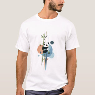 Panda- und Bambus-Illustration T-Shirt