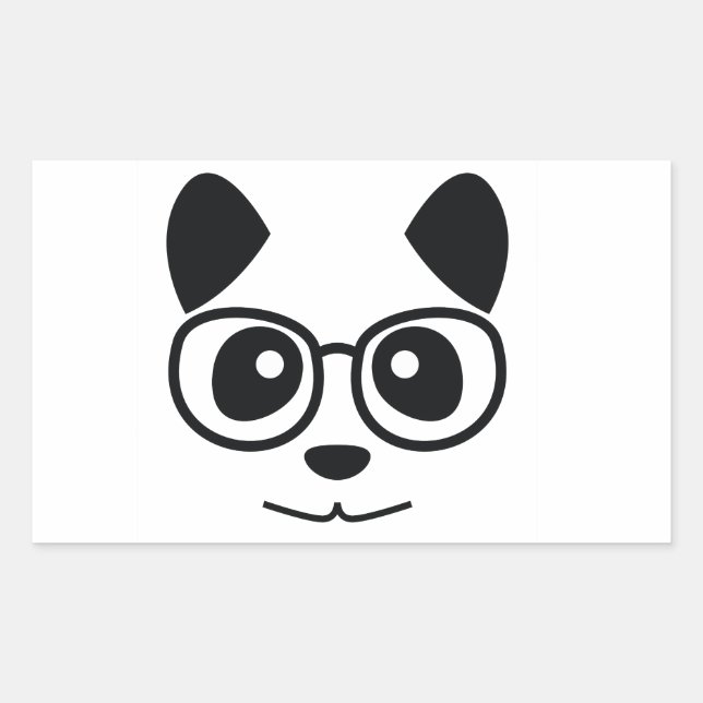 Panda und Brille Rechteckiger Aufkleber (Vorderseite)