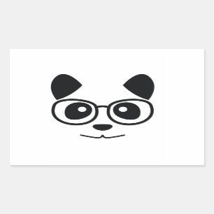 Panda und Brille Rechteckiger Aufkleber
