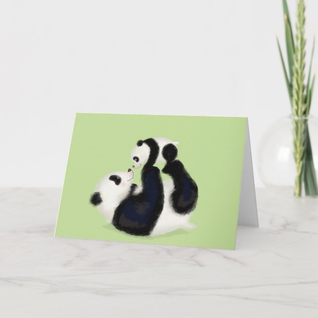 Panda und cub Muttertagskarte Karte (Vorderseite)