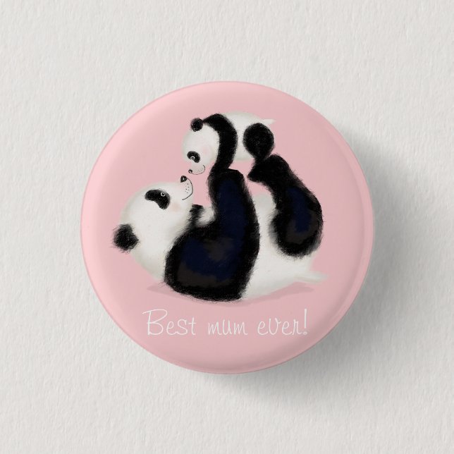 Panda und cube "Best mum ever" Abzeichen Button (Vorderseite)