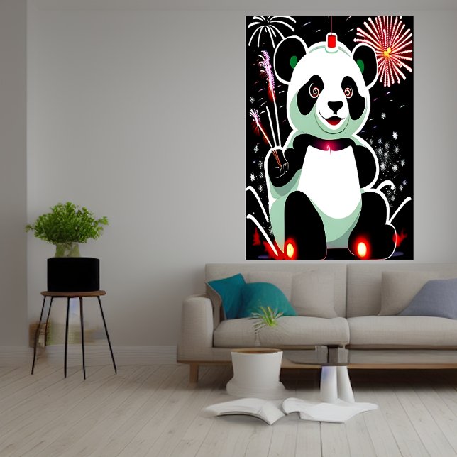 Panda und Feuerwerk | AI Art Poster (Von Creator hochgeladen)