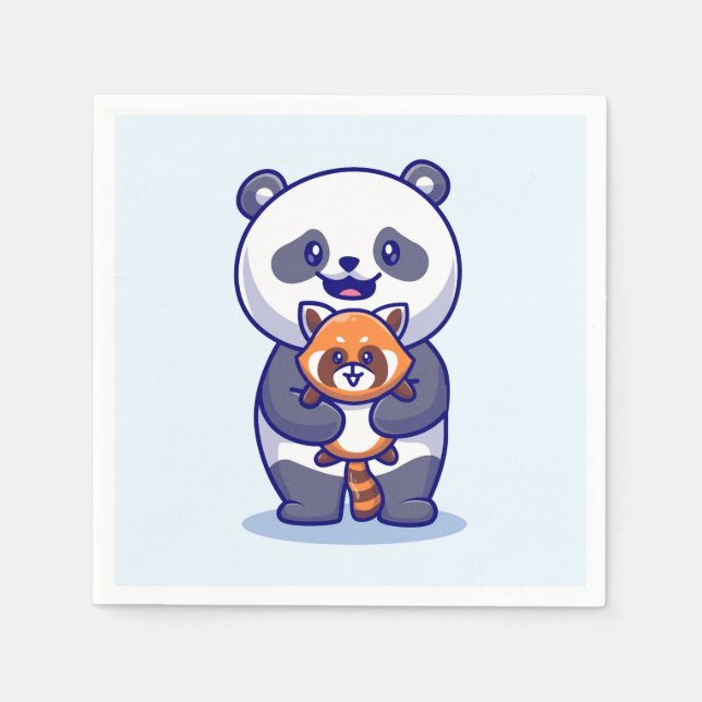 Panda und Fox Serviette (Vorderseite)