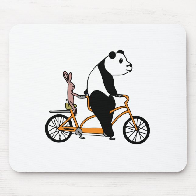 Panda und Rabbit Biking Tandem-Fahrradkids Mousepad (Vorne)