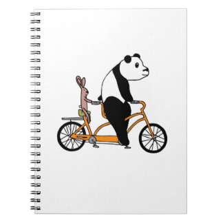 Panda und Rabbit Biking Tandem-Fahrradkids Notizblock
