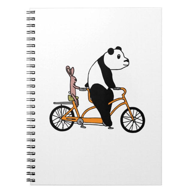 Panda und Rabbit Biking Tandem-Fahrradkids Notizblock (Vorderseite)