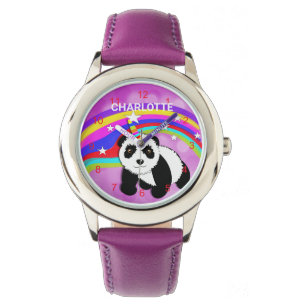 Panda Unicorn Rainbow Niedlich Personalisiert Watc Armbanduhr
