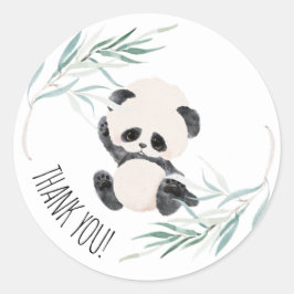 Panda Unisex Baby Shower Watercolor DANKE Runder Aufkleber