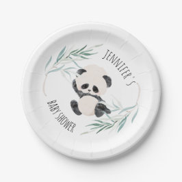 Panda Unisex Gender Neutral Baby Dusche Wasserfarb Pappteller