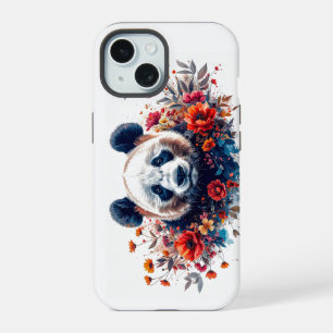 Panda unter Blumen iPhone 15 Hülle