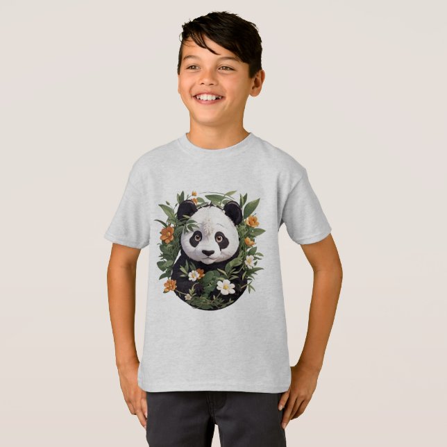 Panda unter den Blüten T-Shirt (Vorne ganz)