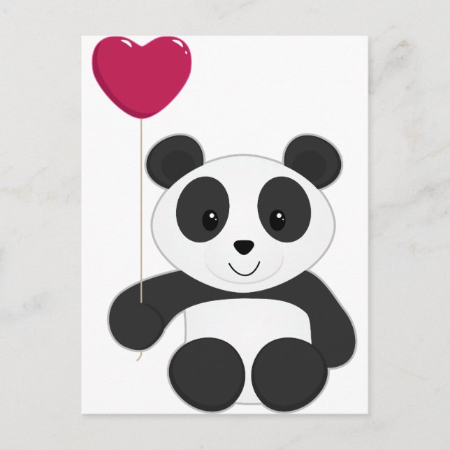 Panda Valentine Feiertagspostkarte (Vorderseite)