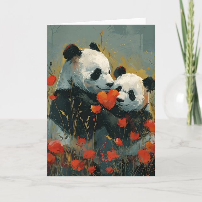Panda-Valentinstag Feiertagskarte (Vorderseite)