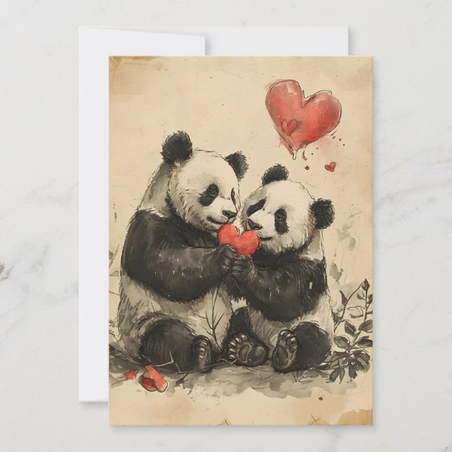 Panda-Valentinstag Feiertagskarte (Vorderseite)