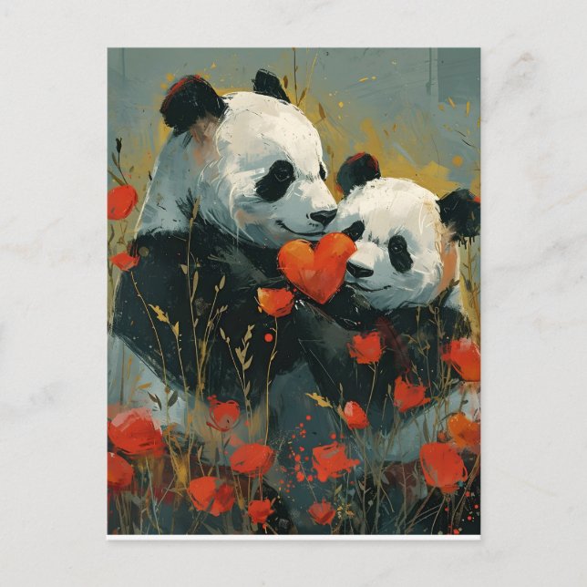 Panda-Valentinstag Postkarte (Vorderseite)
